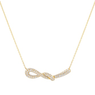 Mappin 
Webb Libretto 18ct Yellow Gold 0.95cttw Diamond Pave Knot Necklace