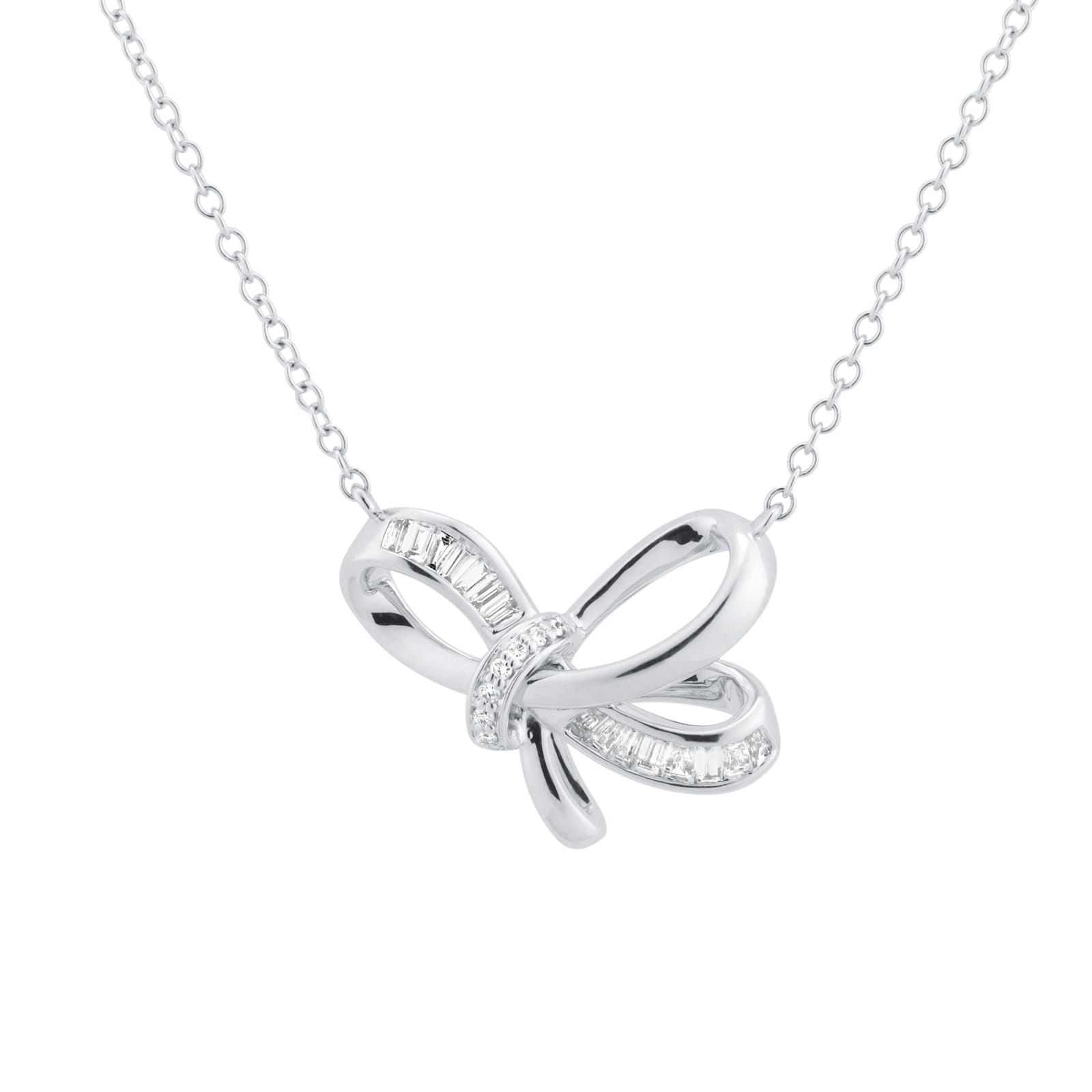 Mappin & Webb 18ct White Gold 0.35cttw Diamond Bow Necklace