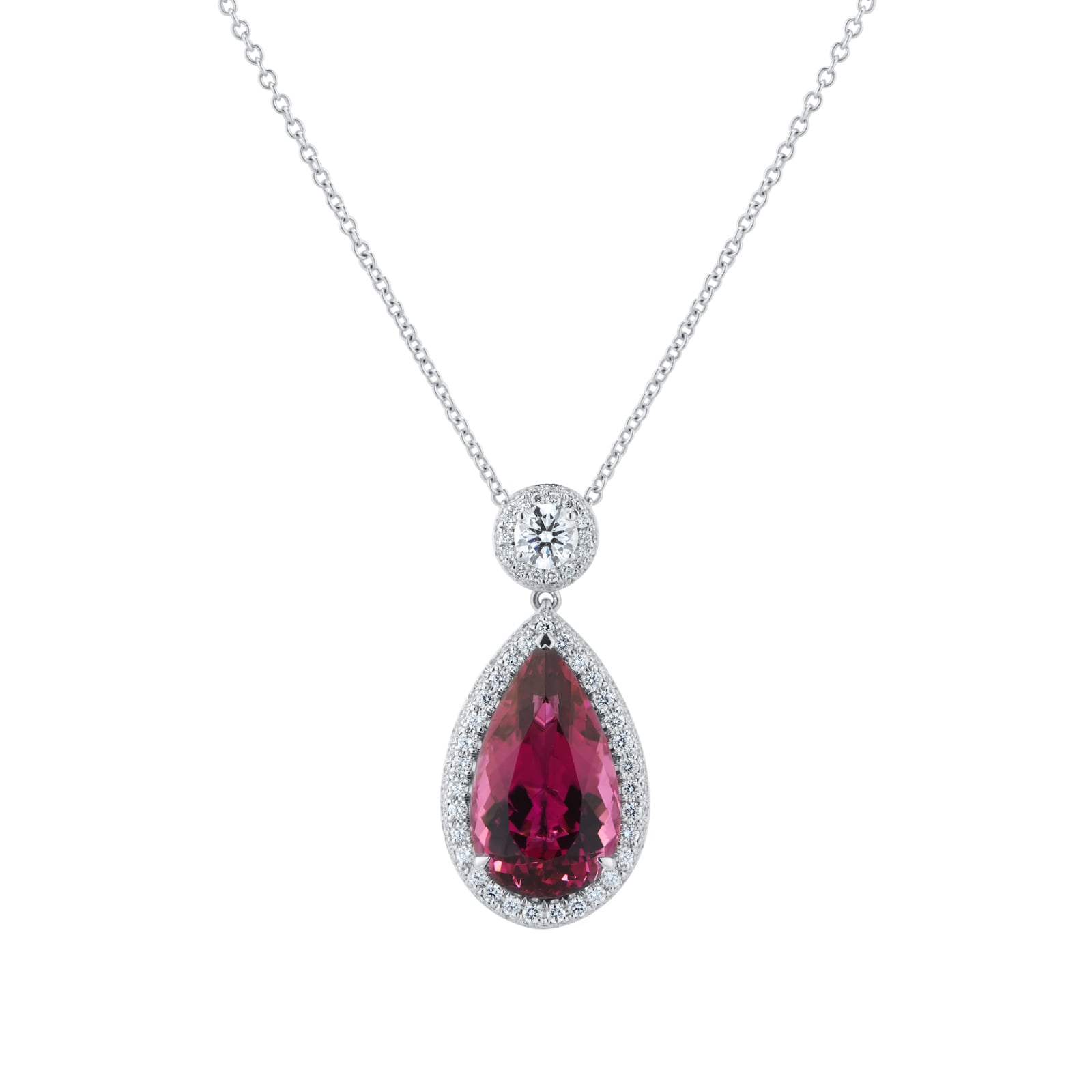 Mappin 
Webb 18ct White Gold 5.87ct Pink Tourmaline 
0.79cttw Diamond Necklace