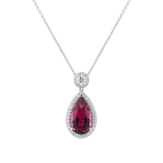 Mappin 
Webb 18ct White Gold 5.87ct Pink Tourmaline 
0.79cttw Diamond Necklace