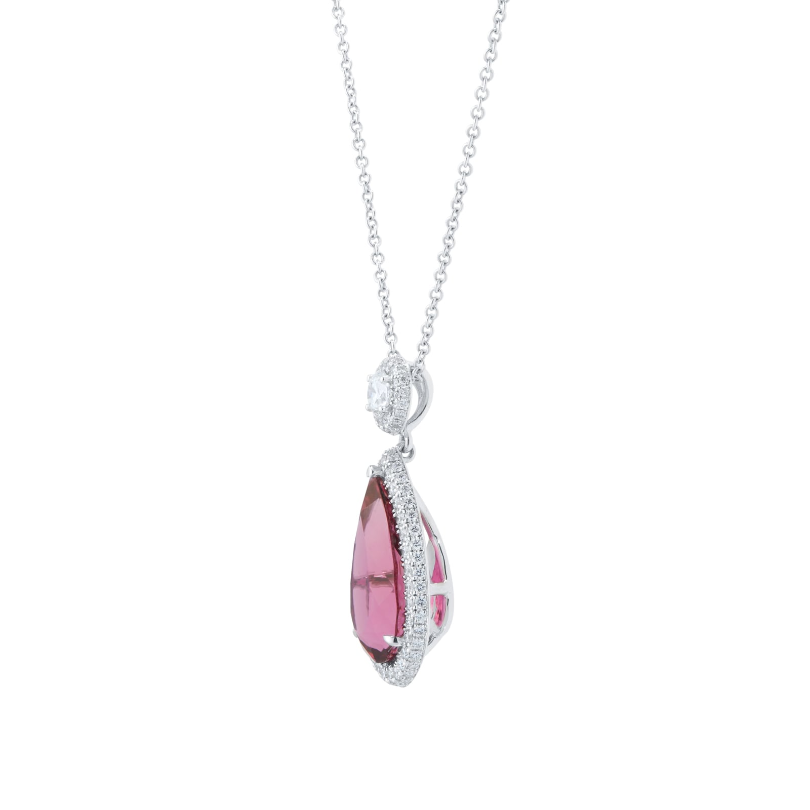 Mappin 
Webb 18ct White Gold 5.87ct Pink Tourmaline 
0.79cttw Diamond Necklace