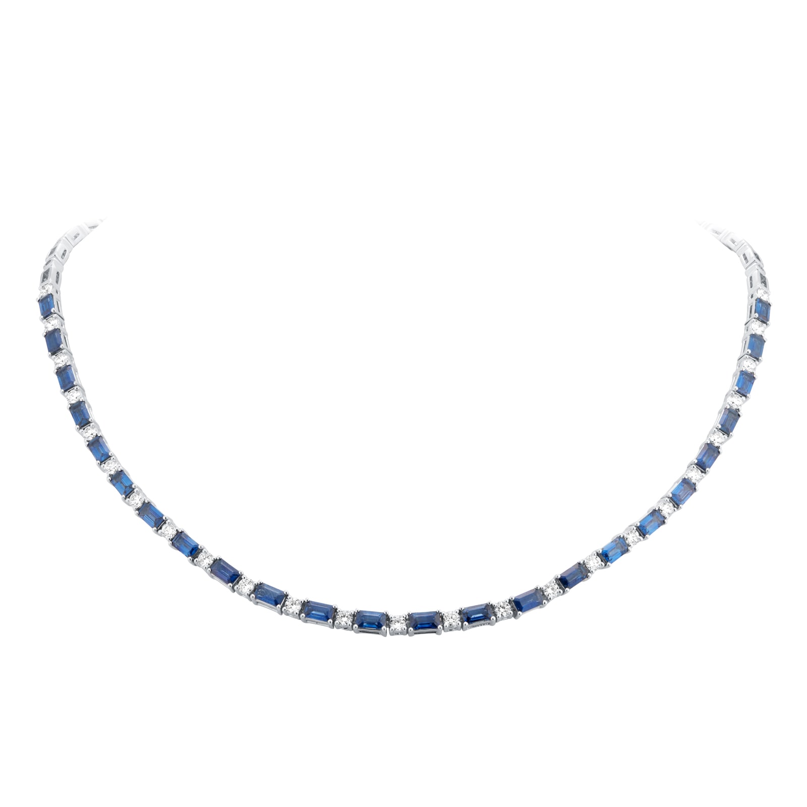 Mappin & Webb 18ct White Gold 7.98cttw Sapphire & 2.21cttw Diamond Necklace