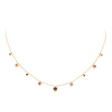 Goldsmiths 18ct Yellow Gold Ruby Garnet and Pink Tourmaline Bezel Set Drop Necklace