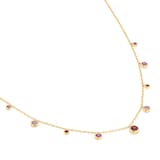 Goldsmiths 18ct Yellow Gold Ruby Garnet and Pink Tourmaline Bezel Set Drop Necklace