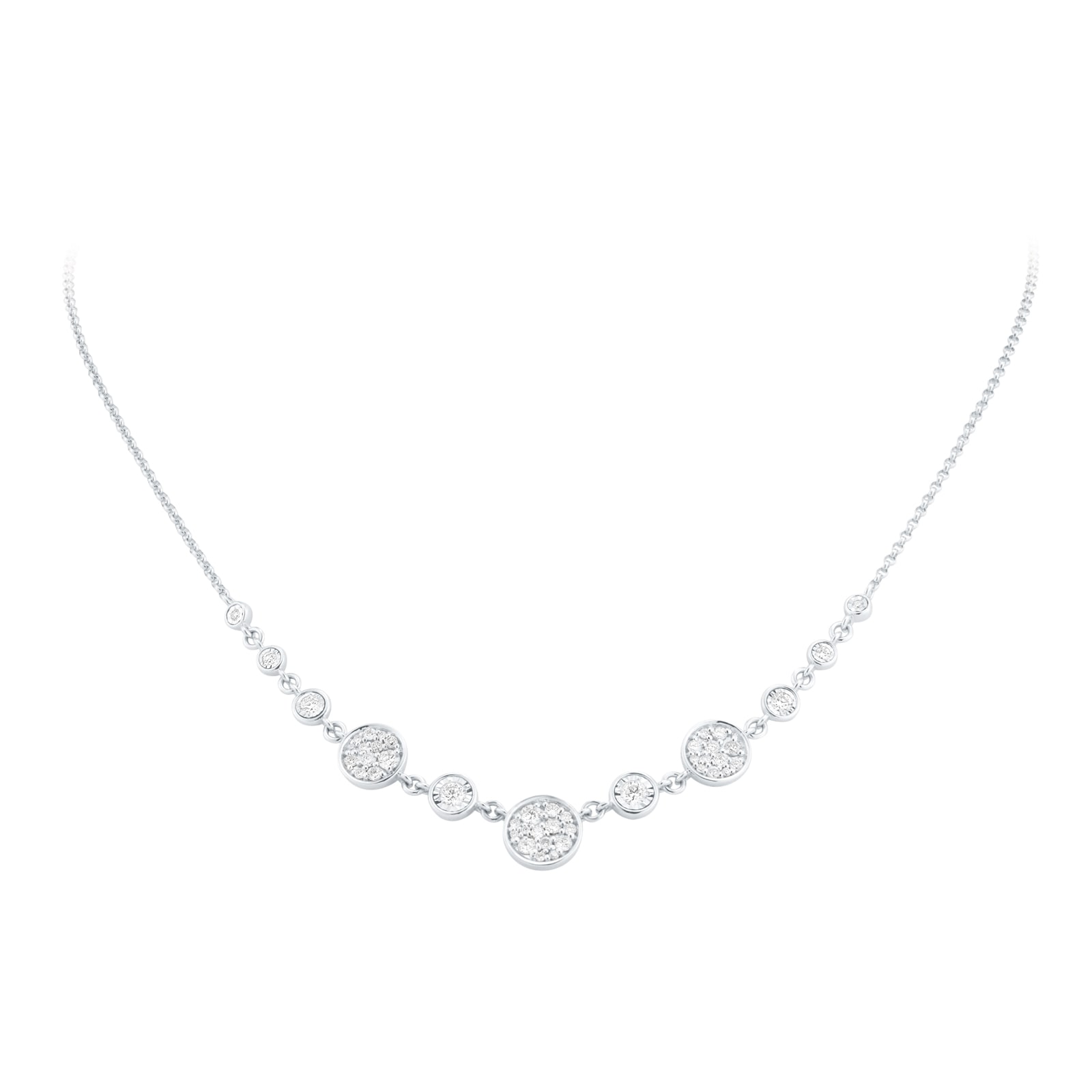 Goldsmiths 9ct White Gold 0.50cttw Diamond Cluster Necklace Goldsmiths 9ct White Gold 0.50cttw Diamond Cluster Necklace