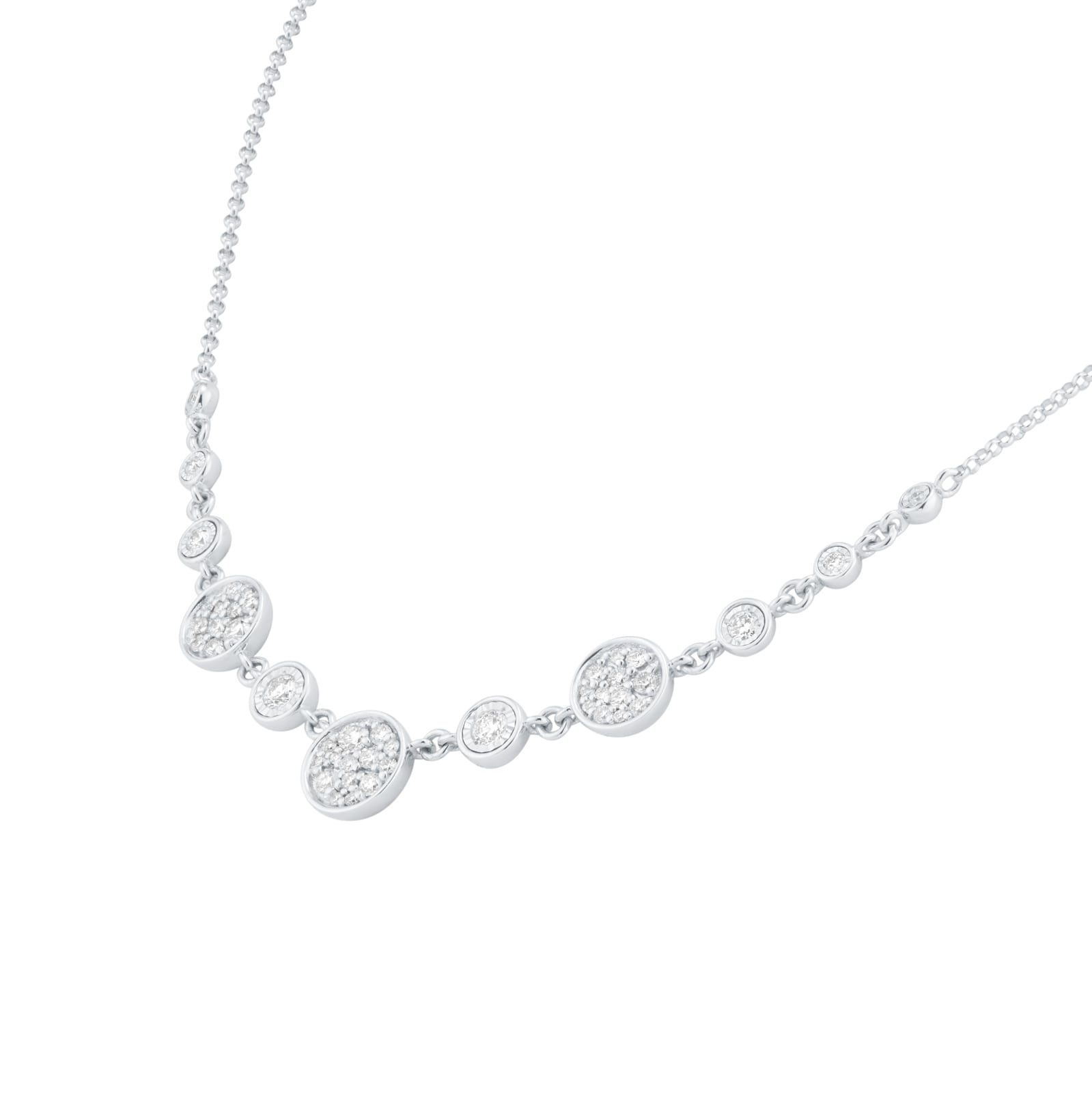 Goldsmiths 9ct White Gold 0.50cttw Diamond Cluster Necklace Goldsmiths 9ct White Gold 0.50cttw Diamond Cluster Necklace