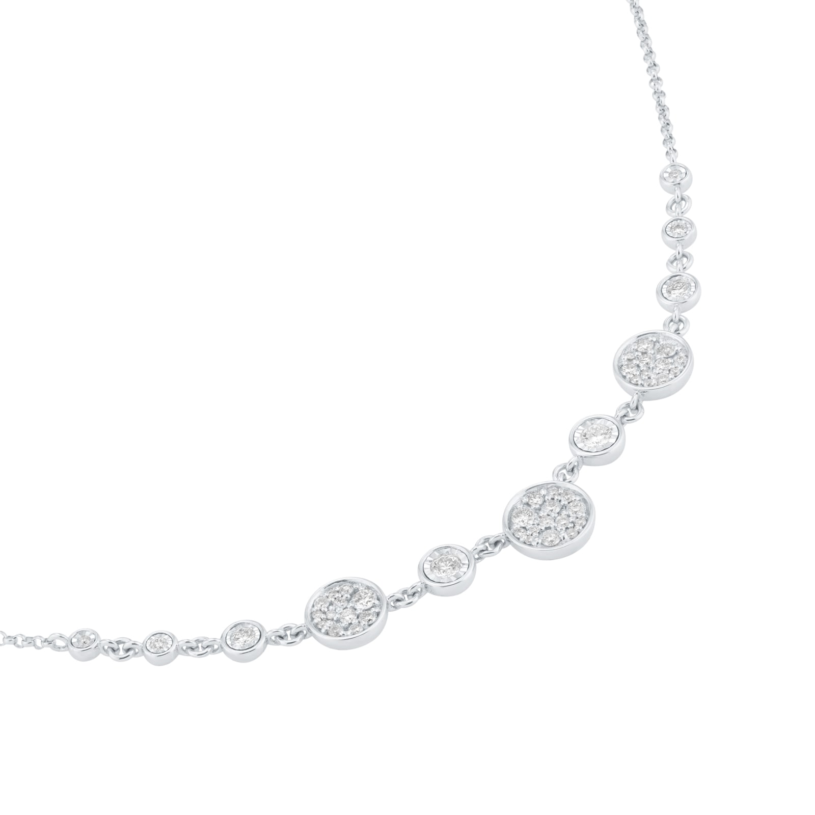 Goldsmiths 9ct White Gold 0.50cttw Diamond Cluster Necklace Goldsmiths 9ct White Gold 0.50cttw Diamond Cluster Necklace