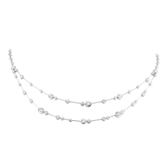 Mappin & Webb 18ct White Gold 2.50cttw Diamond Bezel Double Row Necklace