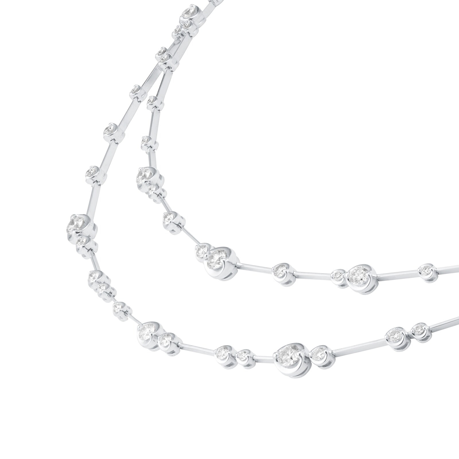 Mappin & Webb 18ct White Gold 2.50cttw Diamond Bezel Double Row Necklace