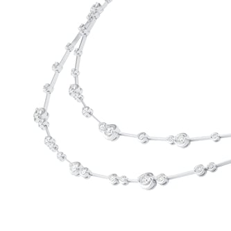 Mappin & Webb 18ct White Gold 2.50cttw Diamond Bezel Double Row Necklace