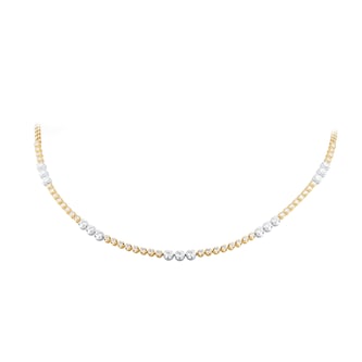 Mappin & Webb 18ct Yellow & White Gold Three Stone Diamond Bezel Necklace