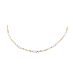 12130421 - 18ct Yellow & White Gold Three Stone Diamond Bezel Necklace