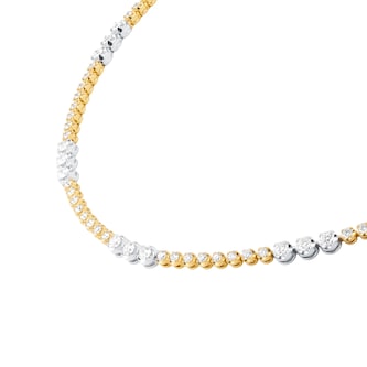 Mappin & Webb 18ct Yellow & White Gold Three Stone Diamond Bezel Necklace