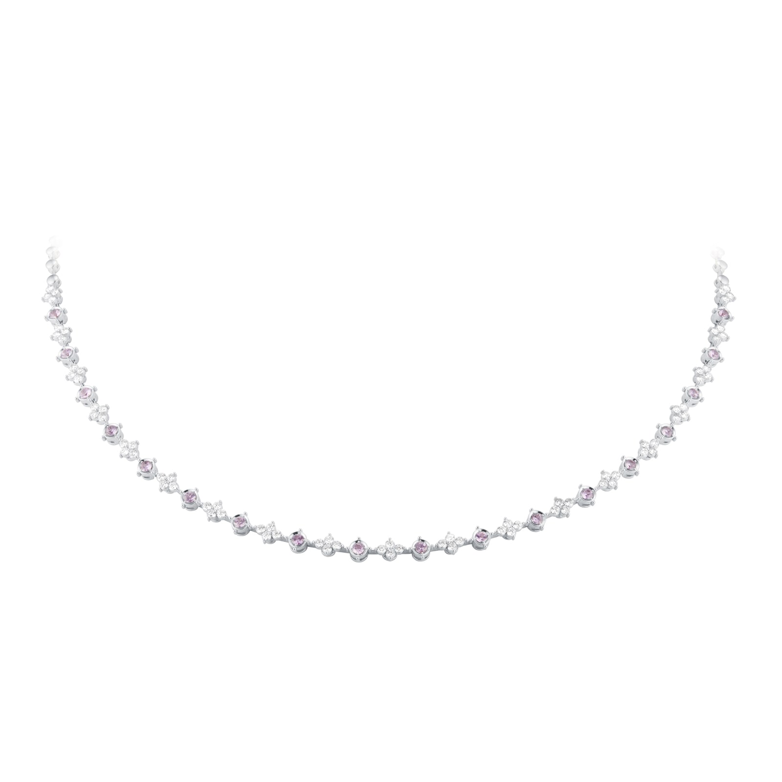 Mappin & Webb 18ct White Gold 1.90cttw Diamond & Pink Sapphire Necklace