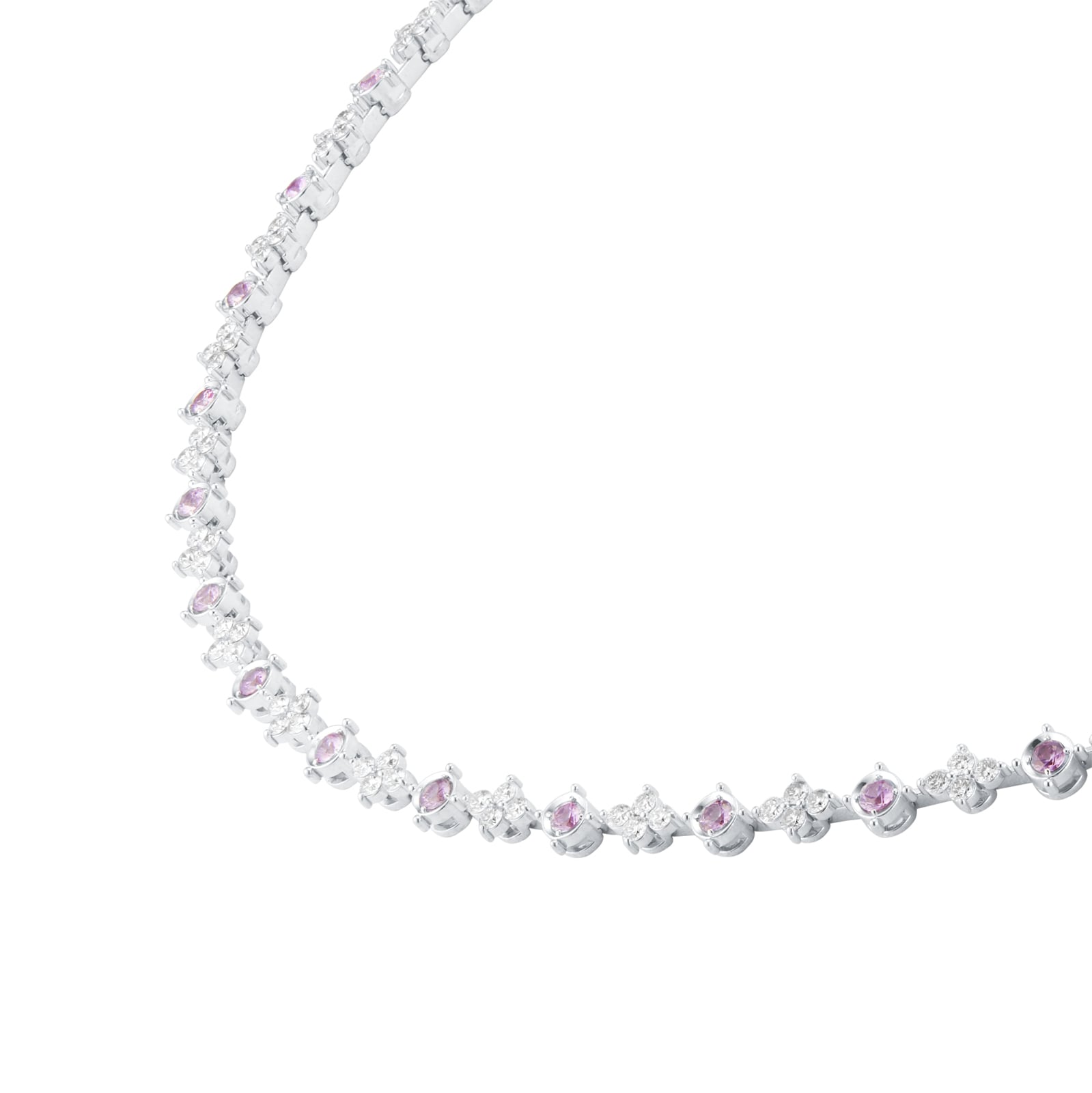 Mappin & Webb 18ct White Gold 1.90cttw Diamond & Pink Sapphire Necklace