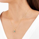 Goldsmiths 18ct Yellow Gold Emerald & Diamond Halo Pendant