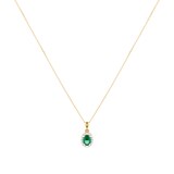 Goldsmiths 18ct Yellow Gold Emerald & Diamond Halo Pendant