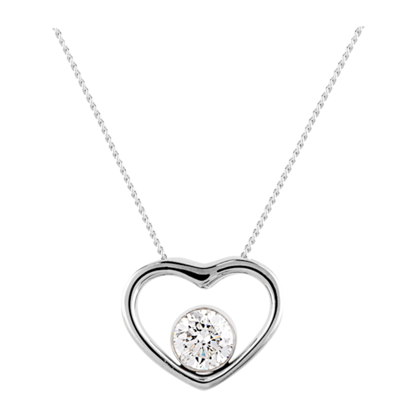 Goldsmiths 9 Carat Gold 0.20ct Floating Diamond Set Heart Pendant ...