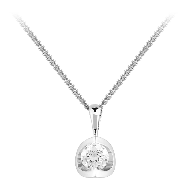 Goldsmiths 18ct Gold 0.40ct Tension Set Canadian Diamond Pendant
