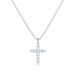 12142283 - Fortune 18ct White Gold 0.22cttw Diamond Cross Pendant