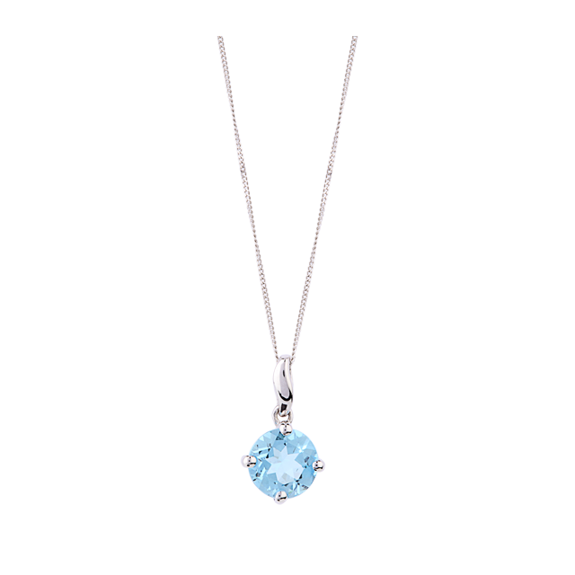 Goldsmiths 9ct White Gold 1.25ct Blue Topaz Pendant