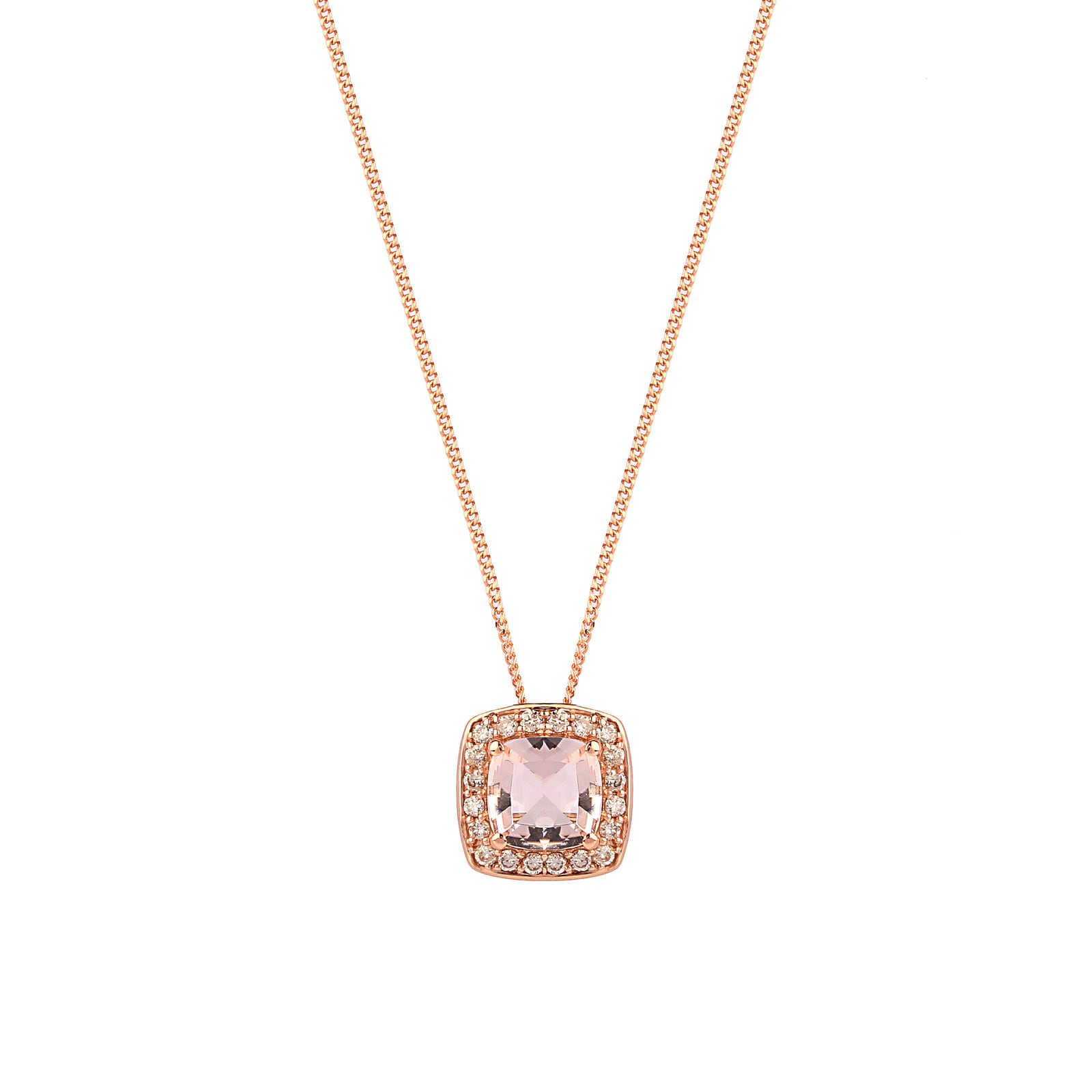 Cushion cut hot sale morganite necklace