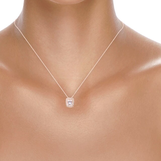 Cushion cut morganite on sale necklace