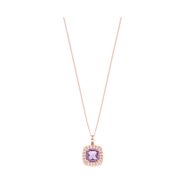 Goldsmiths 9ct Rose Gold Amethyst and White Sapphire Pendant Goldsmiths 9ct Rose Gold Amethyst and White Sapphire Pendant