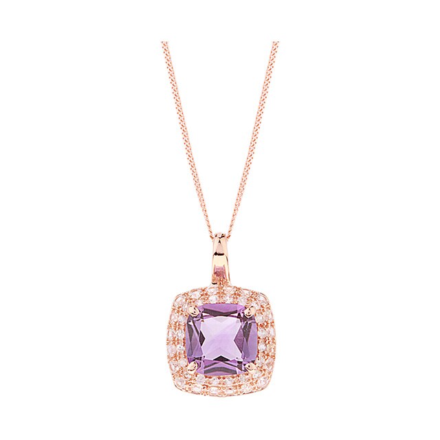 Goldsmiths 9ct Rose Gold Amethyst and White Sapphire Pendant Goldsmiths 9ct Rose Gold Amethyst and White Sapphire Pendant