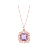 Goldsmiths 9ct Rose Gold Amethyst and White Sapphire Pendant