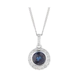 Goldsmiths 9ct White Gold Sapphire and Diamond Halo Necklace