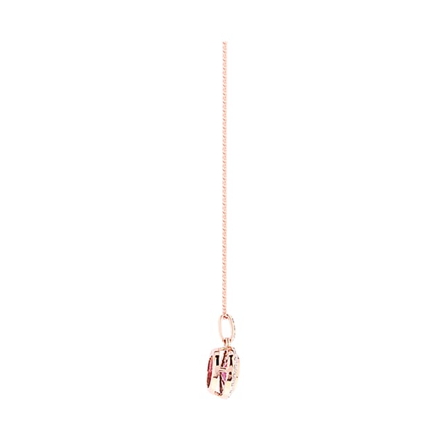 Goldsmiths 9ct Rose Gold Ruby and Diamond Halo Pendant