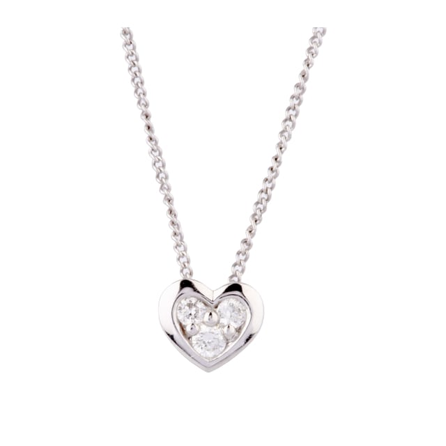 Goldsmiths 9ct White Gold Diamond Set Heart Pendant