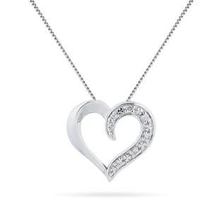 Goldsmiths 9ct White Gold Diamond Set Heart Pendant