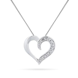 12142441 - 9ct White Gold Diamond Set Heart Pendant