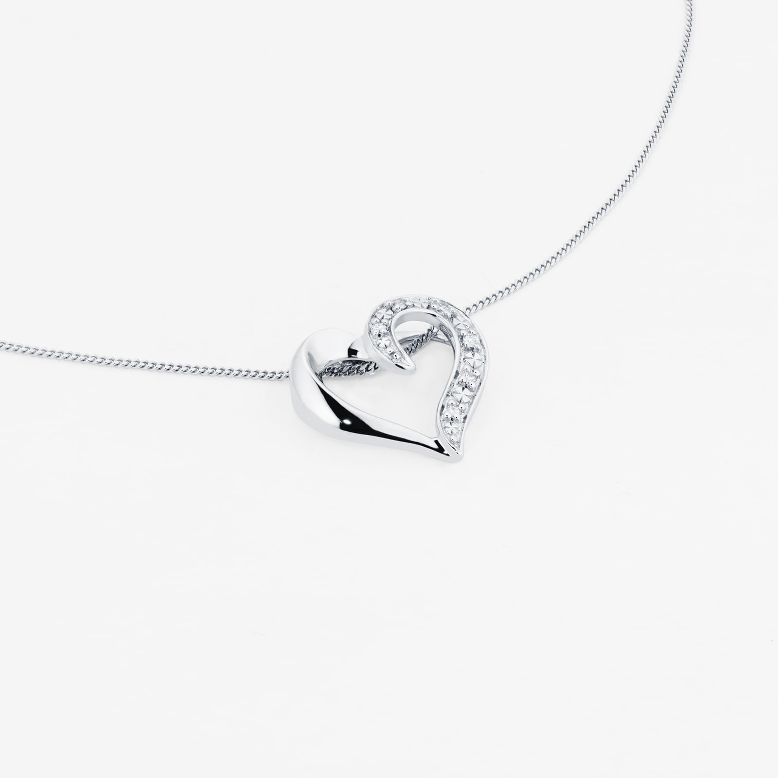 Goldsmiths 9ct White Gold Diamond Set Heart Pendant