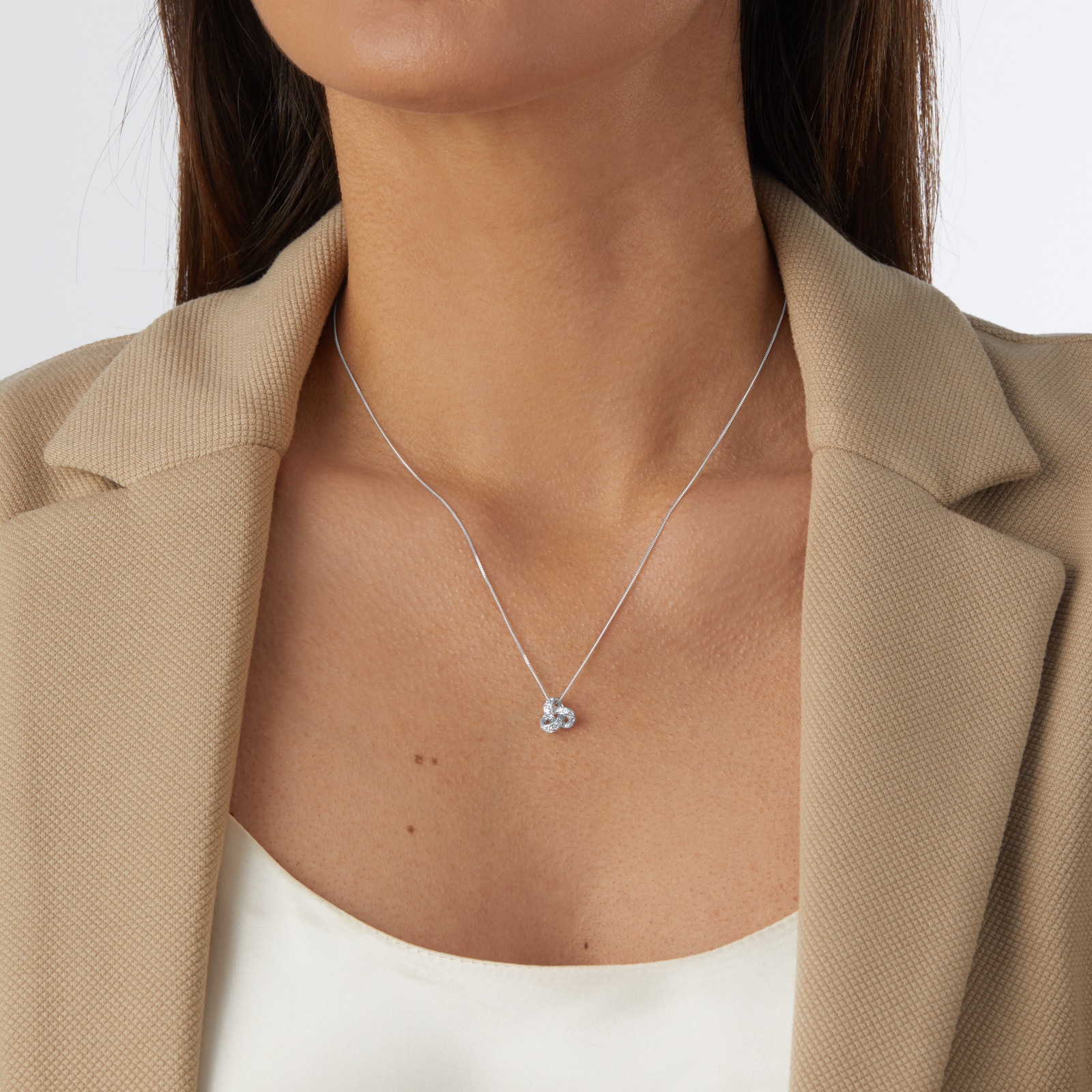 Goldsmiths 9ct White Gold 0.15ct Diamond Knot Pendant
