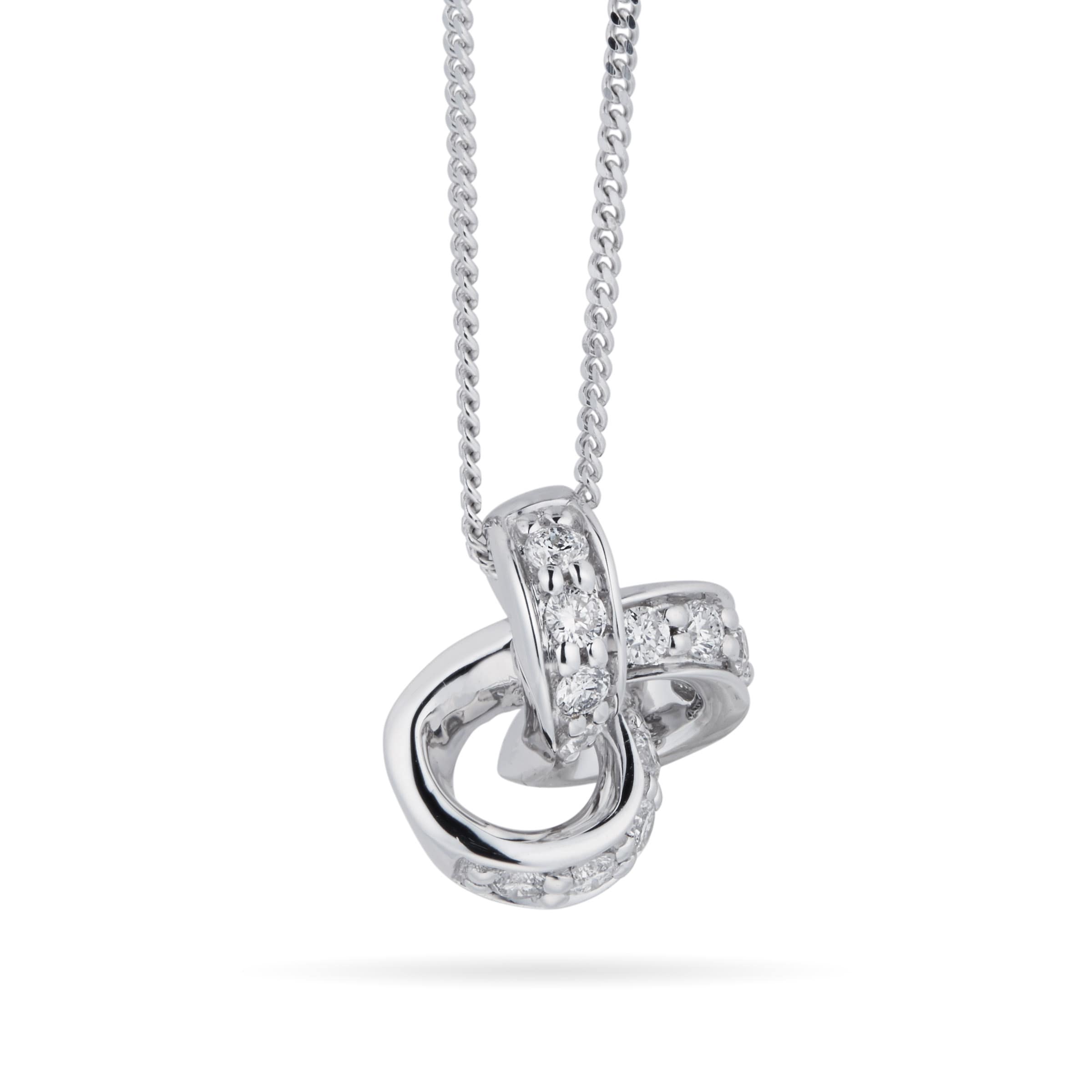 Platinum 0.12ct Diamond Modern Knot Necklace