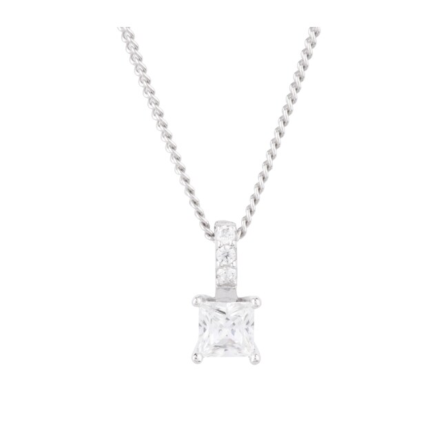 Goldsmiths 9ct White Gold 0.25ct Princess Cut Diamond Pendant