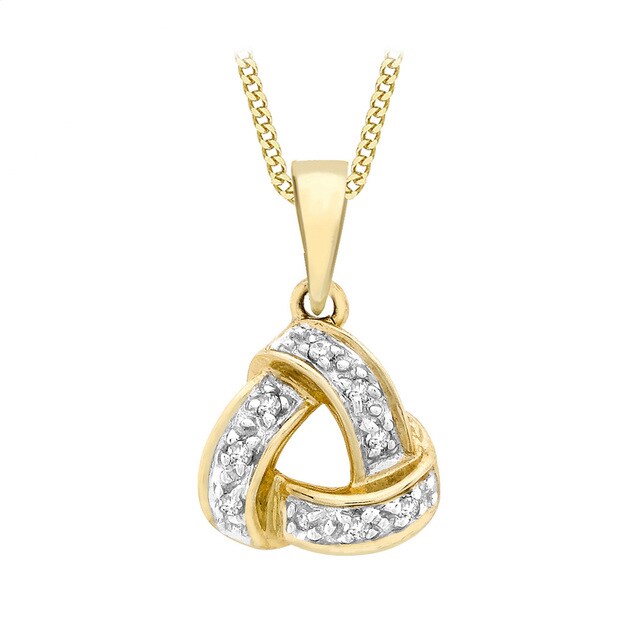 Goldsmiths 9ct Yellow Gold Diamond Knot Pendant