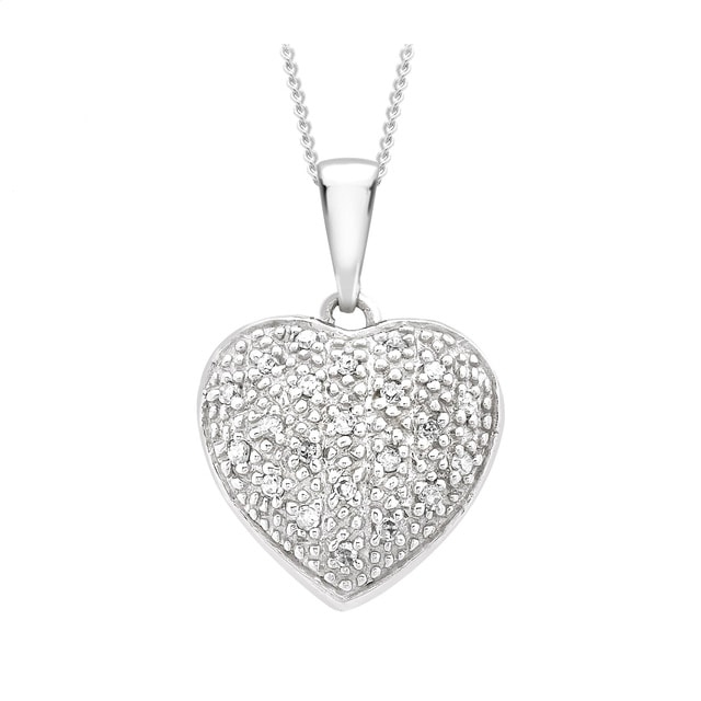 Goldsmiths 9ct White Gold Diamond Heart Pendant