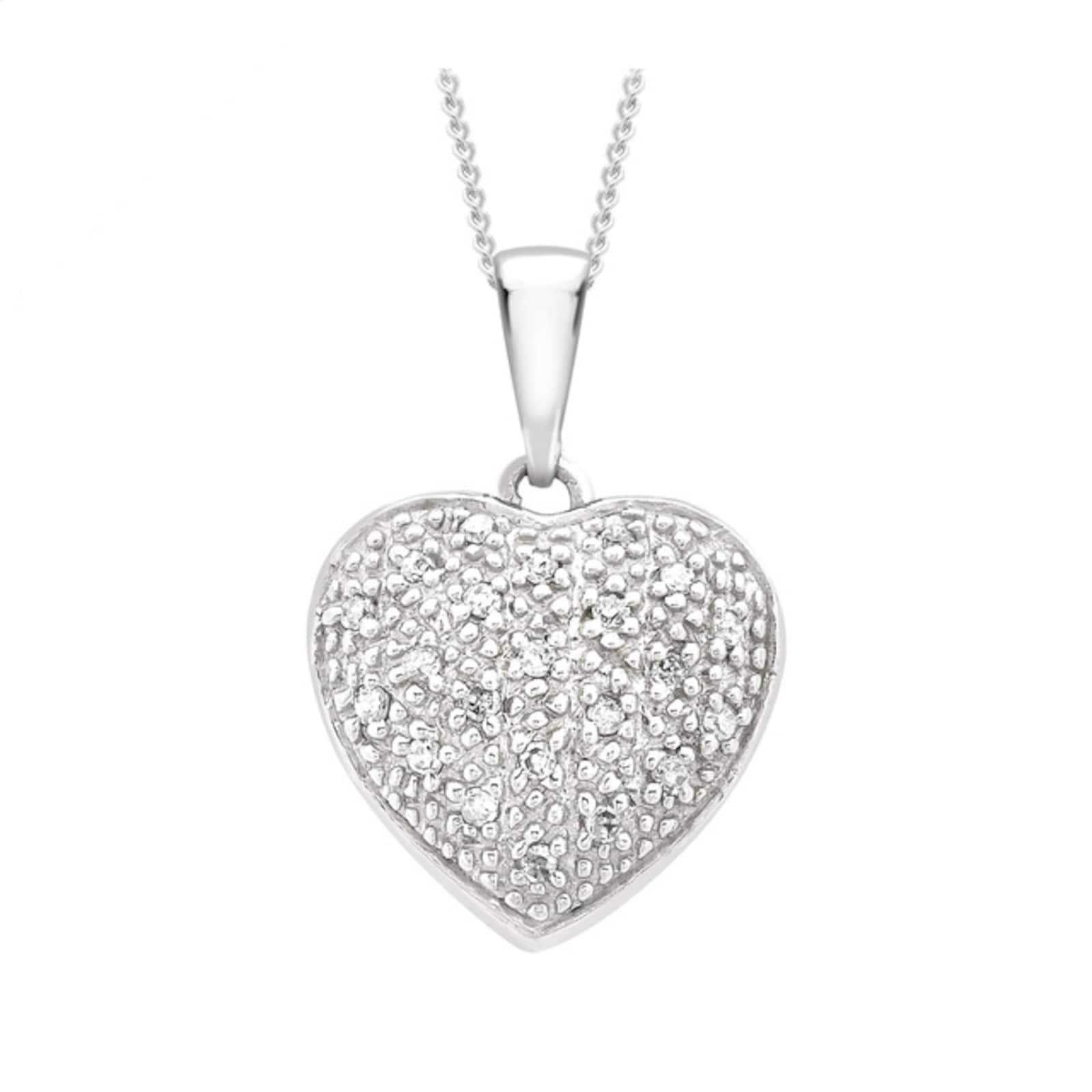 Goldsmiths 9ct White Gold Diamond Heart Pendant 5 43 6164 Goldsmiths