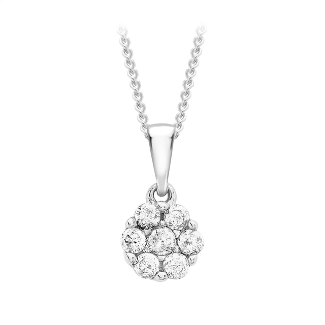 Goldsmiths 9ct White Gold 0.20ct Diamond Cluster Pendant