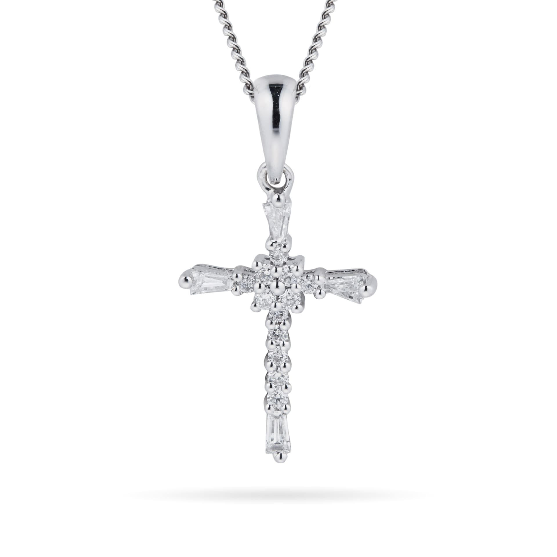 Goldsmiths 9ct White Gold 0.11ct Diamond Cross Pendant