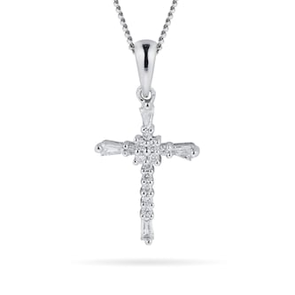 Goldsmiths 9ct White Gold 0.11ct Diamond Cross Pendant