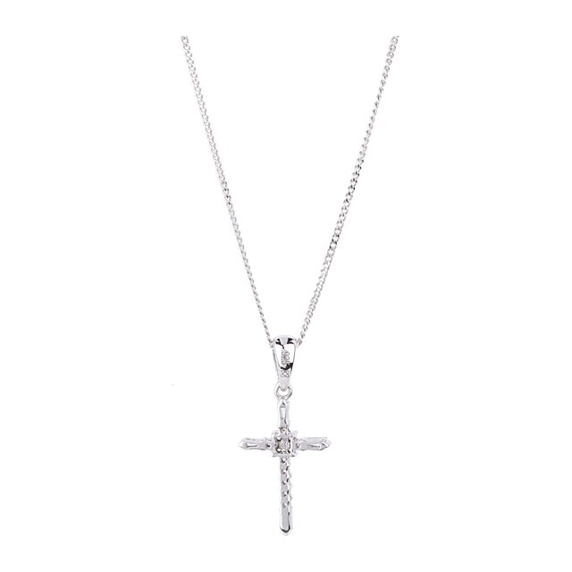 Goldsmiths 9ct White Gold 0.11ct Diamond Cross Pendant