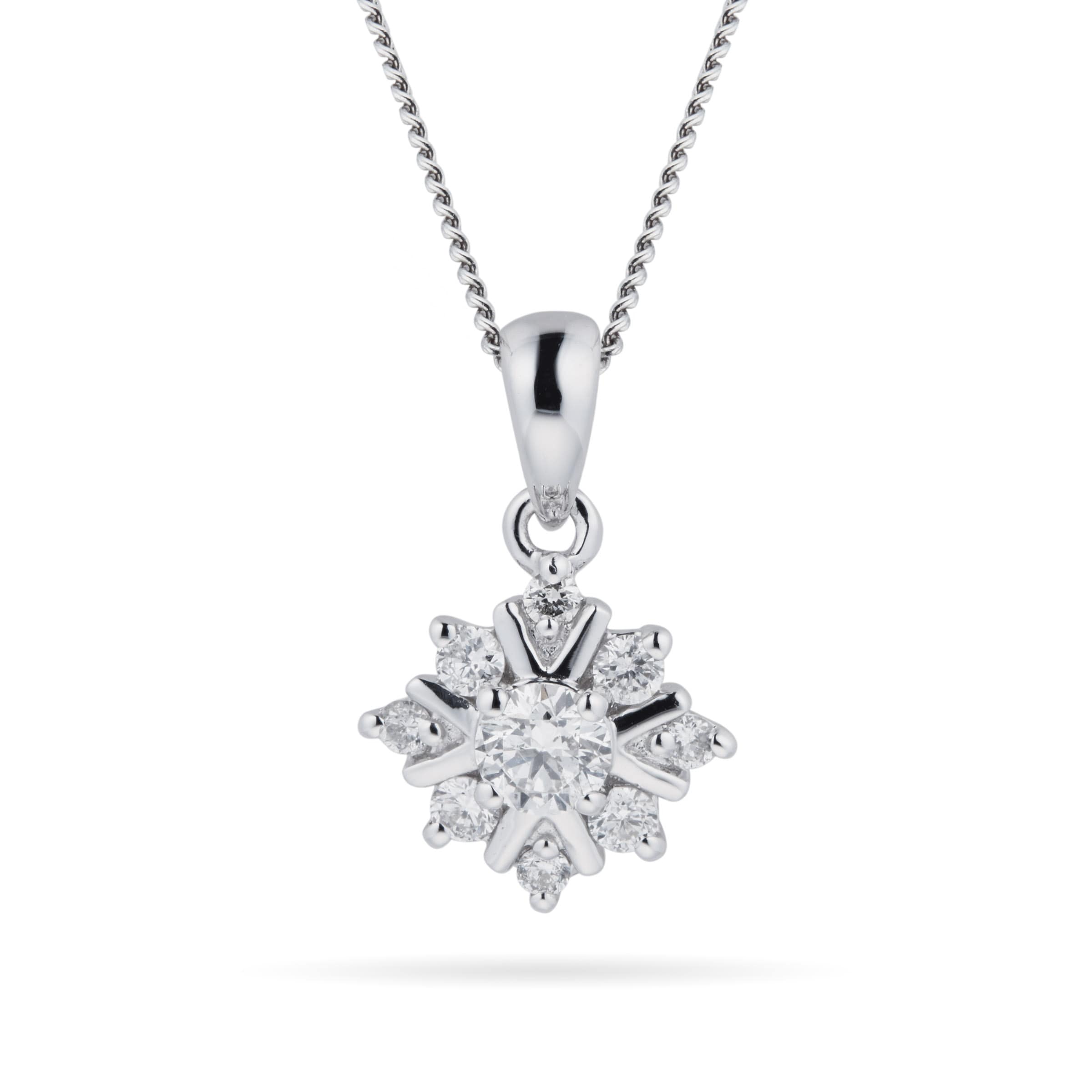 Frozen 2 Roberto Coin Necklace 18K White Gold Snowflake Diamond Solitaire  Pendant