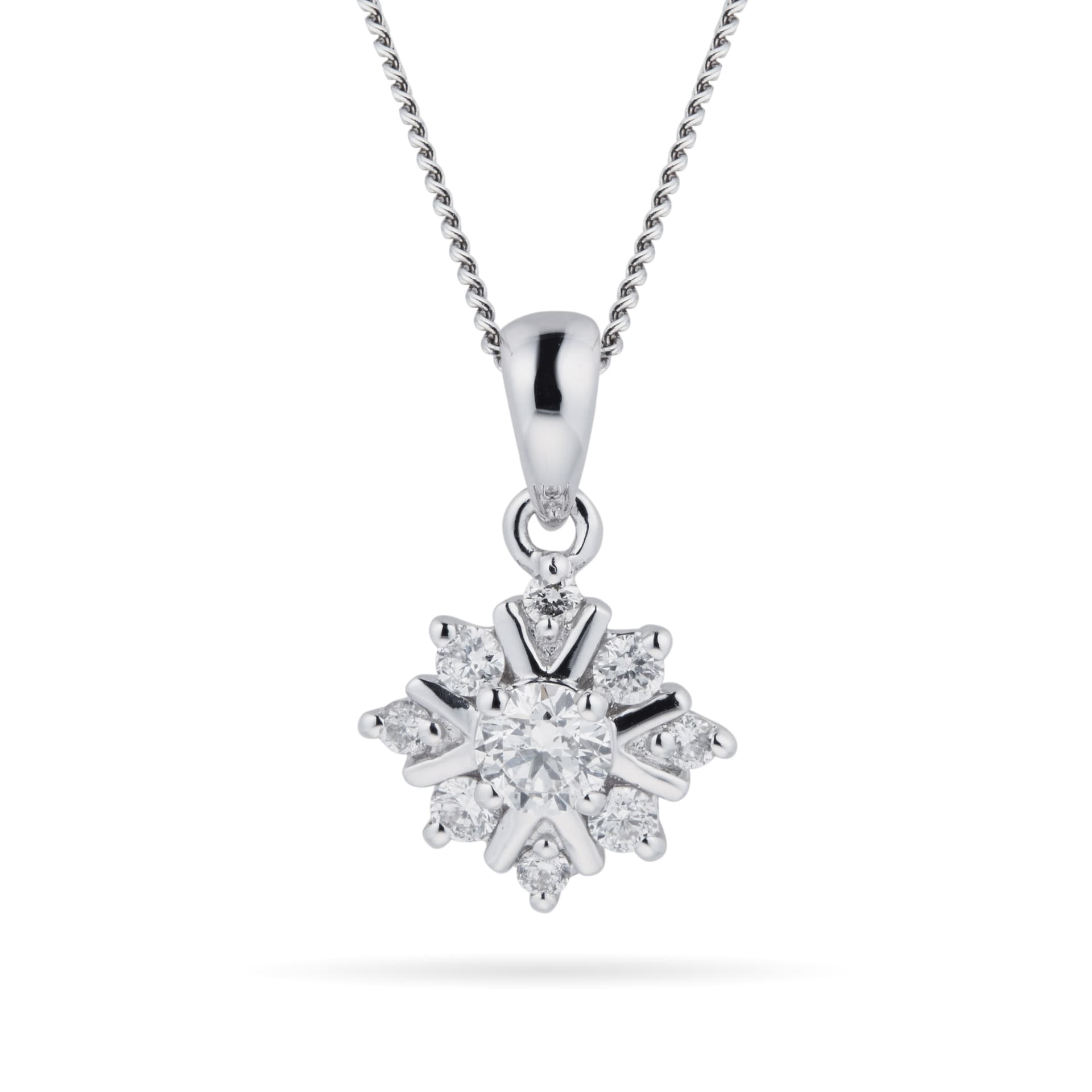 Goldsmiths 9ct White Gold 0.21ct Diamond Snow Flake Pendant