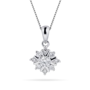 Goldsmiths 9ct White Gold 0.21ct Diamond Snow Flake Pendant