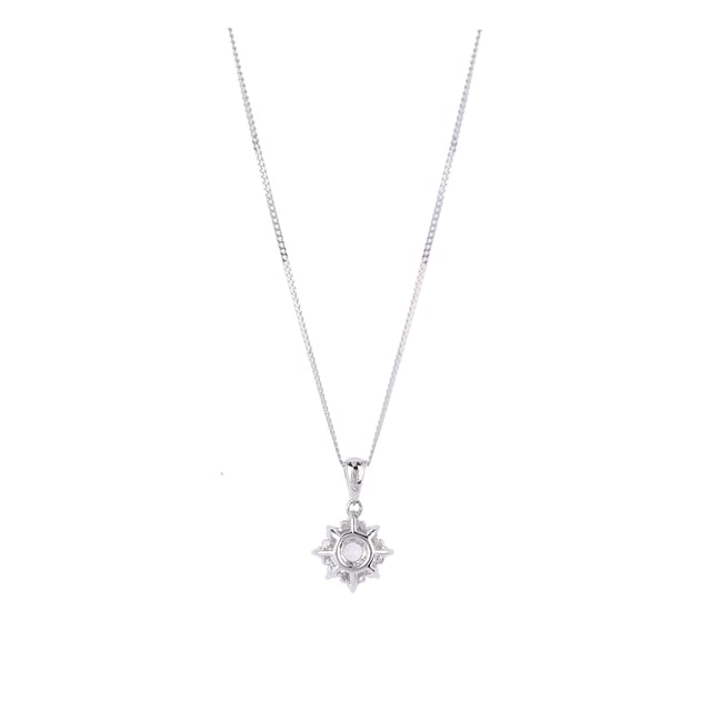 Goldsmiths 9ct White Gold 0.15ct Diamond Small Flower Pendant